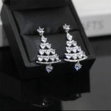 Christmas Tree Zircon Earrings Sparkling Long Earrings