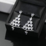 Christmas Tree Zircon Earrings Sparkling Long Earrings
