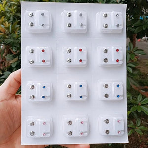 12 Pairs Earrings Needle Painless Stud Surgical Steel Disposable Ear-piercing