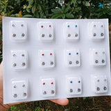 12 Pairs Earrings Needle Painless Stud Surgical Steel Disposable Ear-piercing