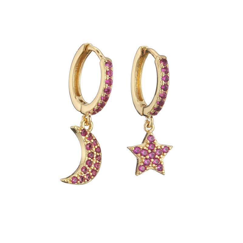 HECHENG, Star Moon Earrings, Small Hoop Earring For Women Girls
