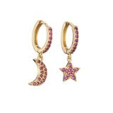 HECHENG, Star Moon Earrings, Small Hoop Earring For Women Girls