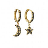 HECHENG, Star Moon Earrings, Small Hoop Earring For Women Girls