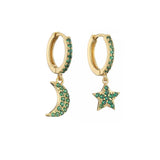 HECHENG, Star Moon Earrings, Small Hoop Earring For Women Girls