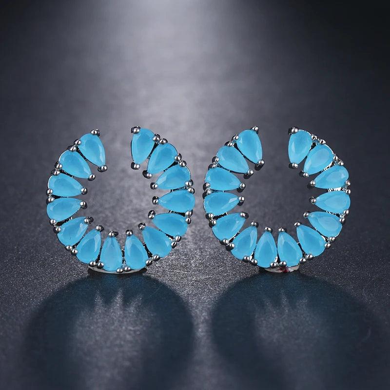 Ear Stone Pave Setting Women Party AAA Cubic Zirconia Stud Earrings