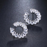 Ear Stone Pave Setting Women Party AAA Cubic Zirconia Stud Earrings