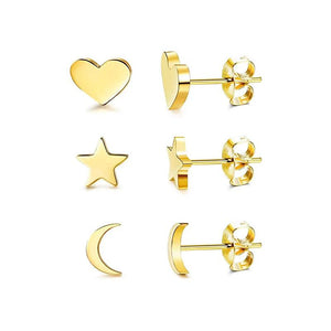 3pcs/set 925 Sterling Silver CZ Ear Stud Earrings Women Jewelry