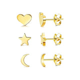 3pcs/set 925 Sterling Silver CZ Ear Stud Earrings Women Jewelry