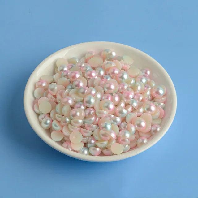 3mm-10mm Mix Mermaid Half Round Pearl Flatback ABS Plastic beads Non Hotfix