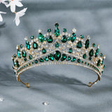 Green Crystal Tiara Crown Wedding Hair Jewelry Bridal Bride