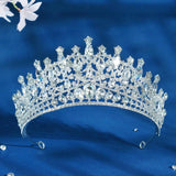 Green Crystal Tiara Crown Wedding Hair Jewelry Bridal Bride