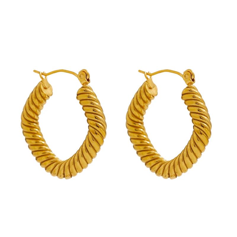 Minimalist Twist Metalic Hoop Earrings 18K Plated