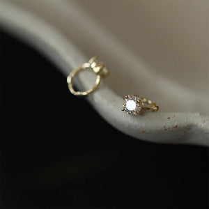 925 Silver Zircon Hoop Earrings 18K Ins Fine Jewelry