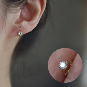 925 Silver Zircon Hoop Earrings 18K Ins Fine Jewelry