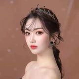 Vintage Small Baroque Green Red Crystal Tiaras Crowns for Women Girls