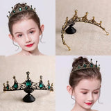 Vintage Small Baroque Green Red Crystal Tiaras Crowns for Women Girls