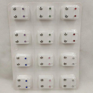 12 Pairs Surgical Steel Ear Studs Set Medical Ear Piercing Tool Kits
