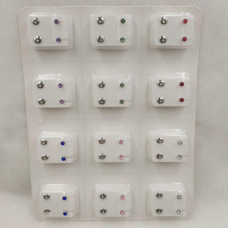 12 Pairs Surgical Steel Ear Studs Set Medical Ear Piercing Tool Kits