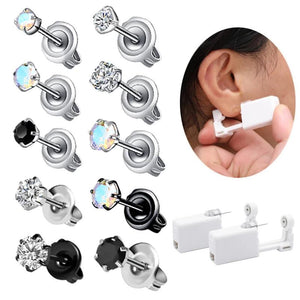 6 Pcs Ear Piercing Kit Disposable Gun Earrings Alcohol Pads