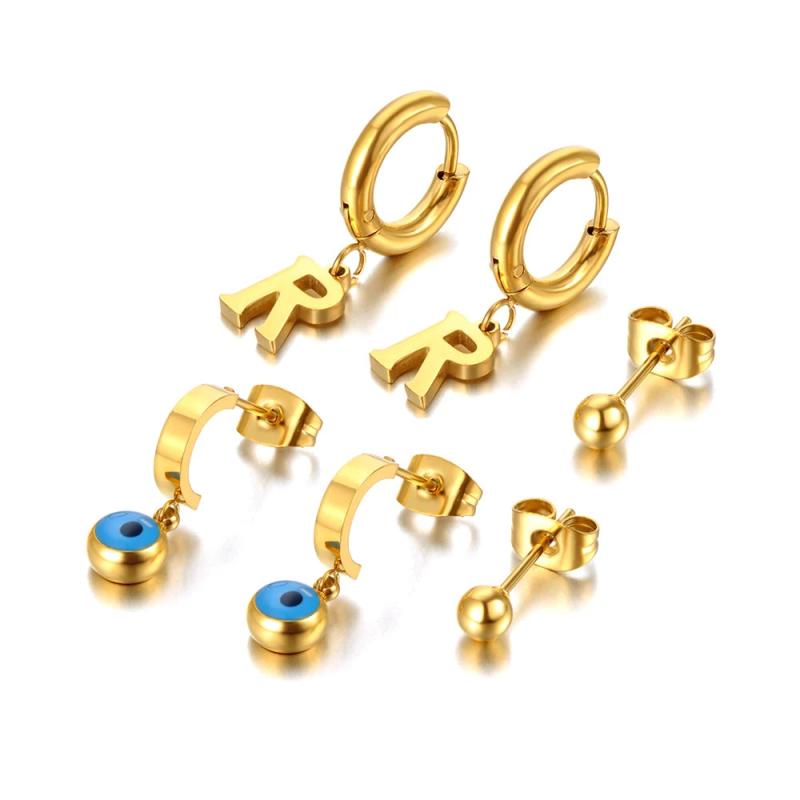 Stainless Steel Eyes Earrings Set for Women