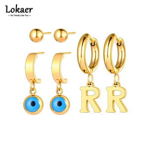 Stainless Steel Eyes Earrings Set for Women