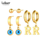 Stainless Steel Eyes Earrings Set for Women