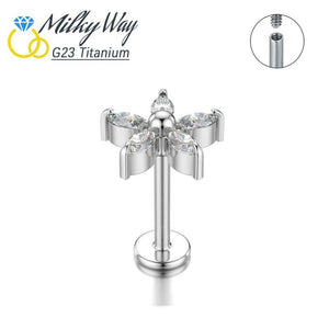 Colorful Zircon Titanium Nose Stud & Earring Set