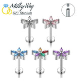 Colorful Zircon Titanium Nose Stud & Earring Set