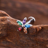 Colorful Zircon Titanium Nose Stud & Earring Set