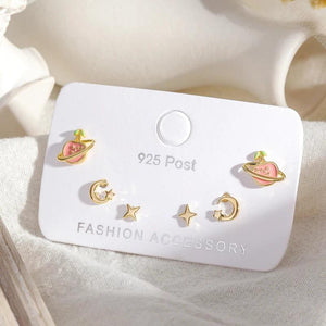 Universe Moon Star Earrings Set for Women Girls S-E1225