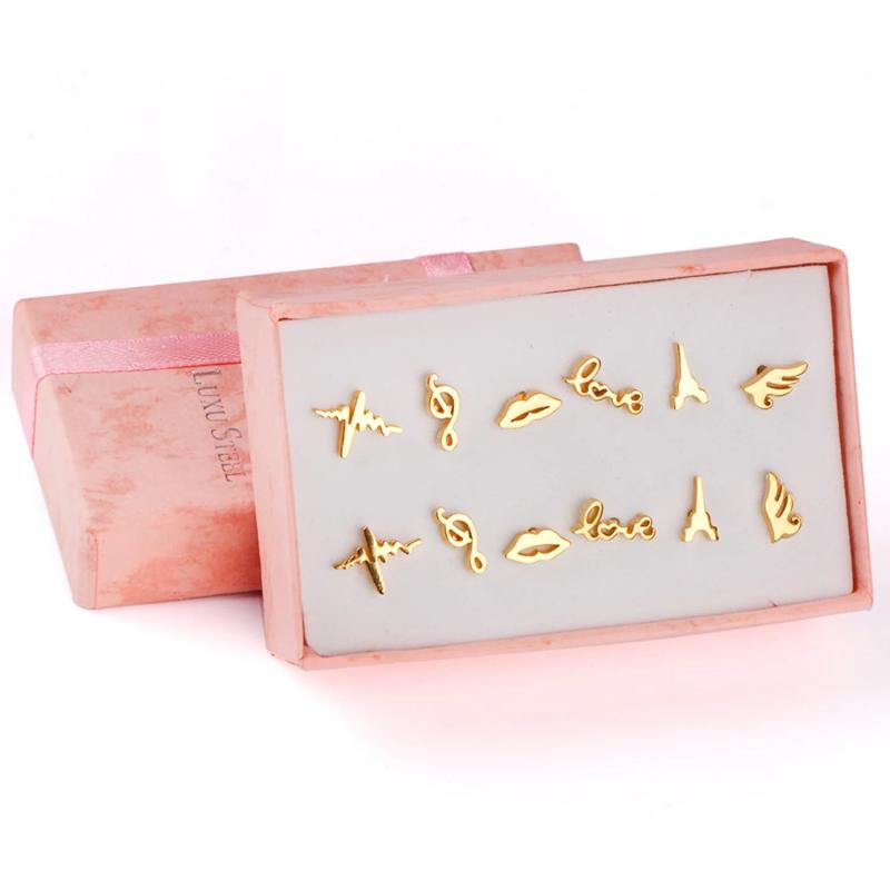 Tower Wings Shape Earrings Set Stainless Steel
