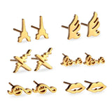 Tower Wings Shape Earrings Set Stainless Steel