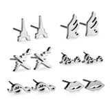 Tower Wings Shape Earrings Set Stainless Steel