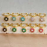 Geometric Flower Zircon Pendant Hoop Earrings Set