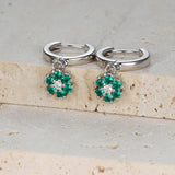 Geometric Flower Zircon Pendant Hoop Earrings Set