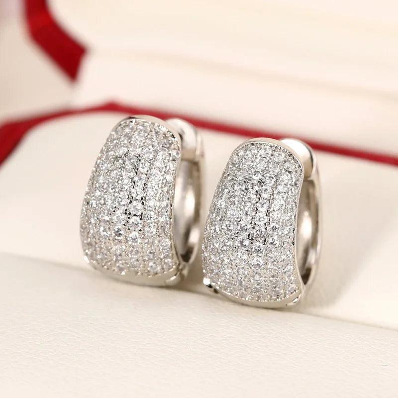 Micro Pave Zircon Hoop Earring 925 Sterling Silver Party Wedding Earrings