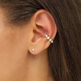 Silver Filled Hoop Stud Earrings with Pearl Ear Cuffs