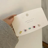 925 Silver Earrings 5pc Set Tiny Earrings for Women Birthday Gift