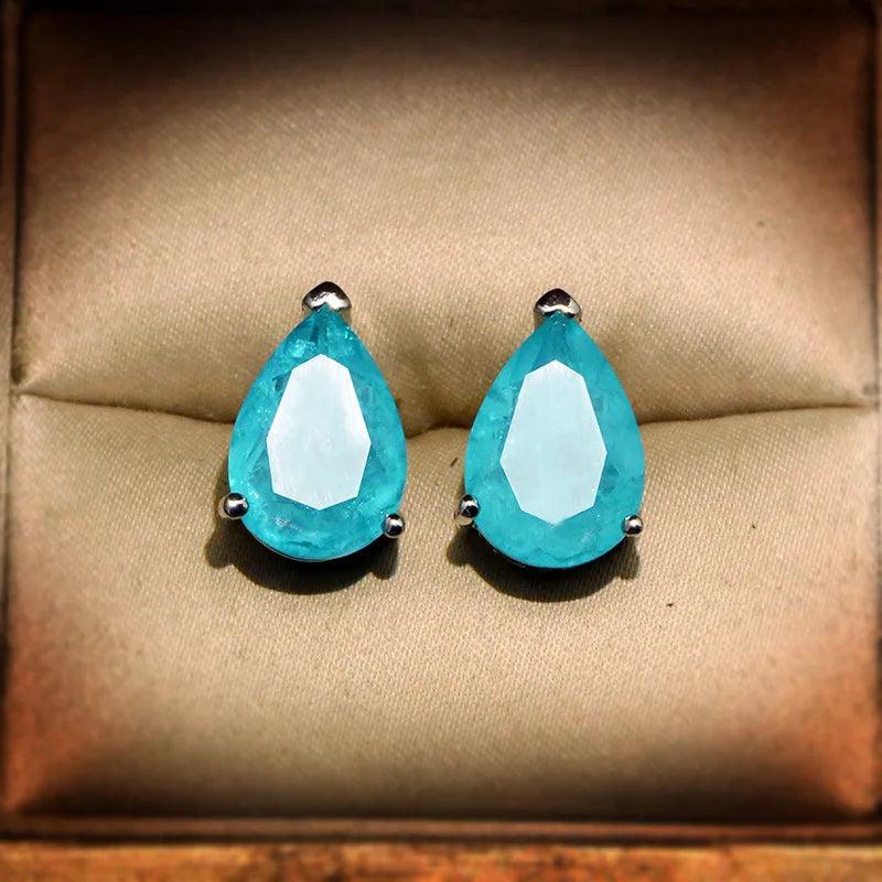 Paraiba Zirconium Earrings Geometric Drop Earrings Set