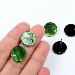 Tortoise Shell Stud Earrings, Acetate Round Circle Studs, Boho Earrings