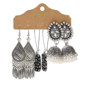 Vintage Ethnic Silver Geometric Earring Sets for Women