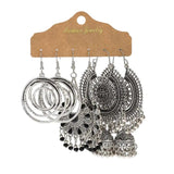 Vintage Ethnic Silver Geometric Earring Sets for Women