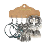 Vintage Ethnic Silver Geometric Earring Sets for Women