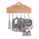 Vintage Ethnic Silver Geometric Earring Sets for Women