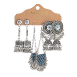 Vintage Ethnic Silver Geometric Earring Sets for Women