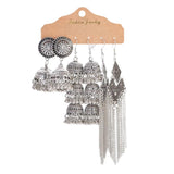 Vintage Ethnic Silver Geometric Earring Sets for Women
