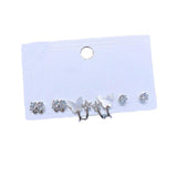 3 Pairs CZ Shell Butterfly Stud Earrings Women Jewelry