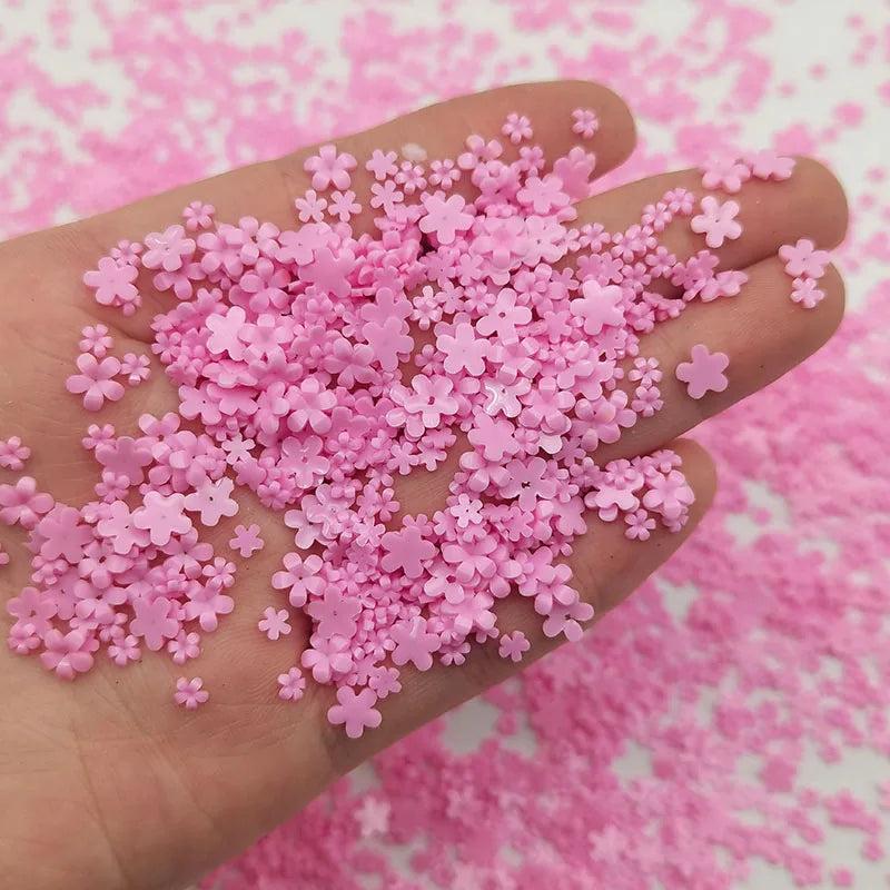 1000pc Acrylic Flower Silver Beads Nail Accessory