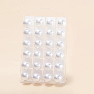 12 Pairs Round Pearl Stud Earrings Set Alloy Earrings Bar Girls Jewelry