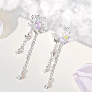 Moon Stud Earrings Sweet Tassel Butterfly Set Light Birthday Gift